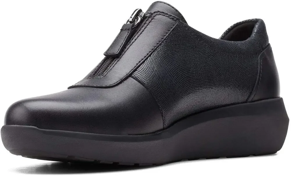 CLARKS WOMENS KAYLEIGH SAIL LOAFER, BLACK INTEREST SUEDE COMBI, 7 US